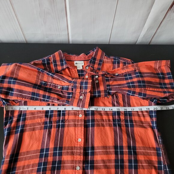 Stylus Plaid Women’s M, Long Sleeve Button-up Shirt, 100% Cotton, Like New - Picture 8 of 9